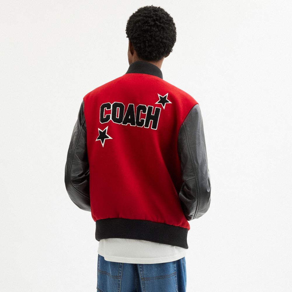 VARSITY 羊毛皮革夾克