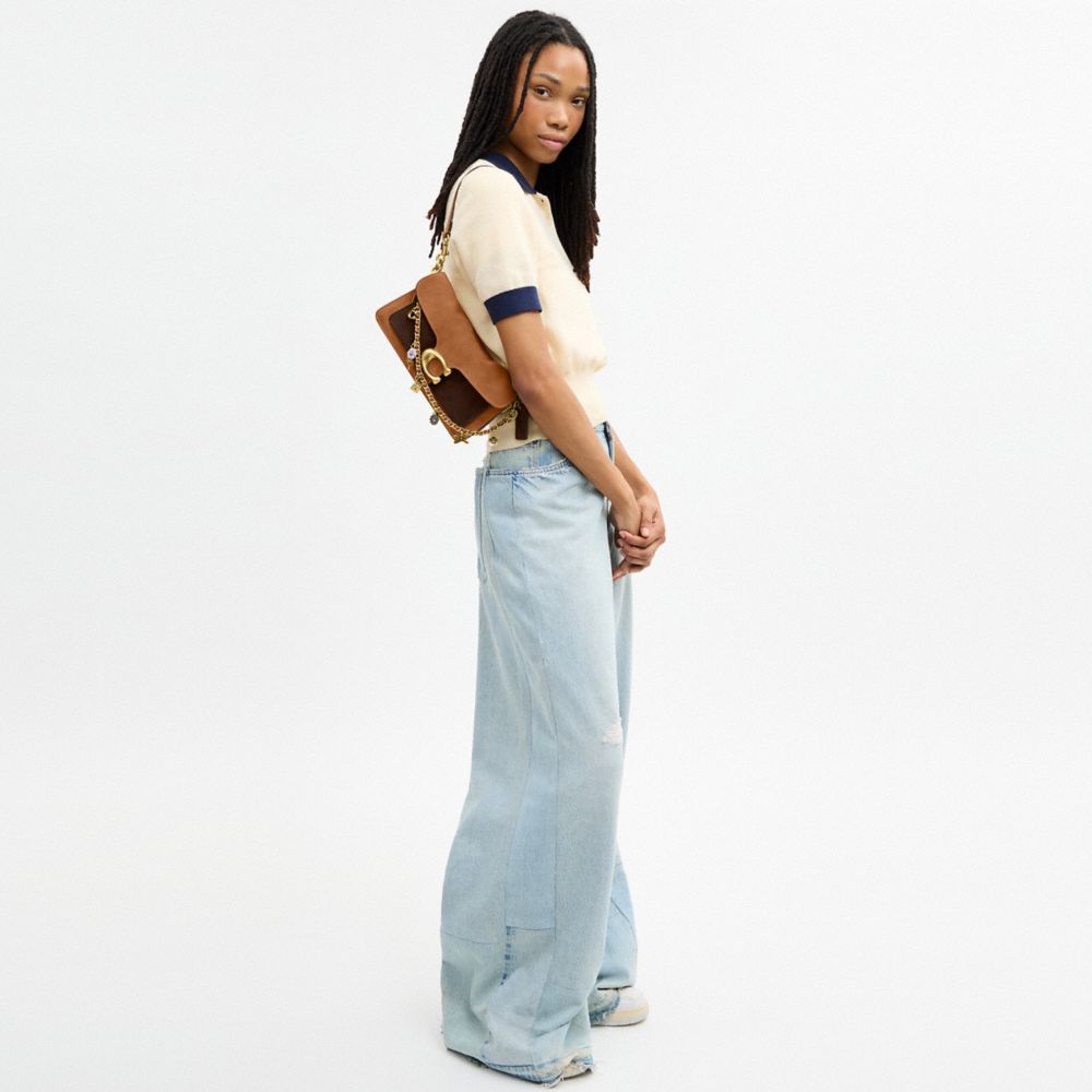 TABBY SHOULDER BAG 26 IN COLORBLOCK WITH MOTIF CHAIN