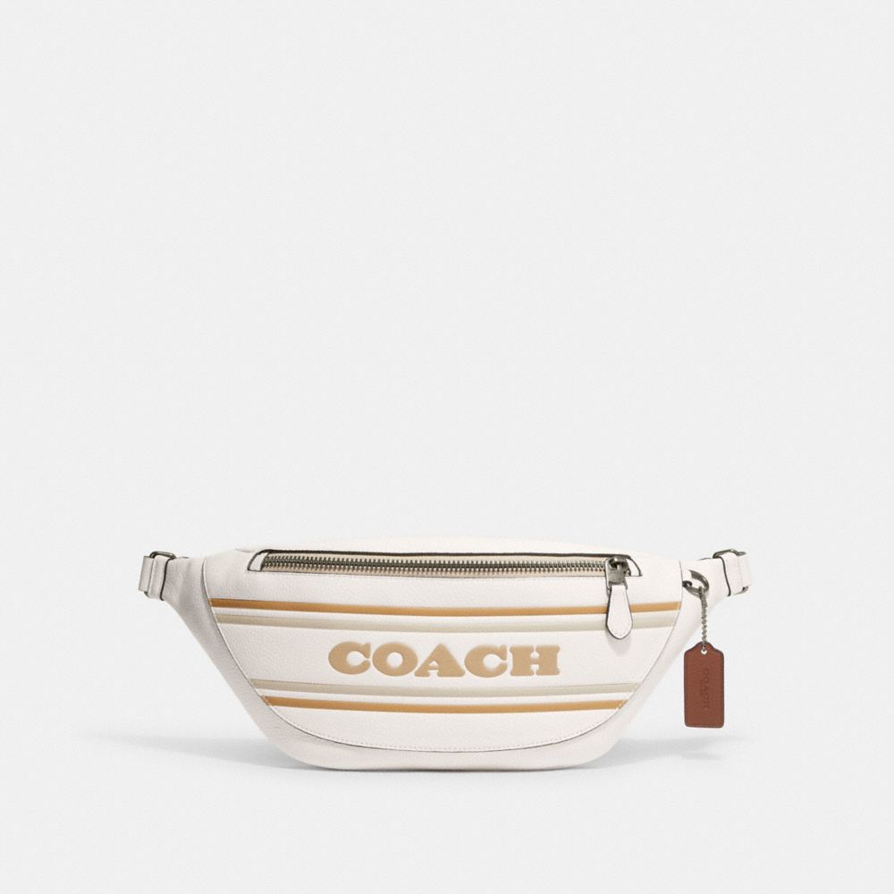 COACH CH000 Warren Belt Bag With Coach Stripe GUNMETAL/CHALK MULTI