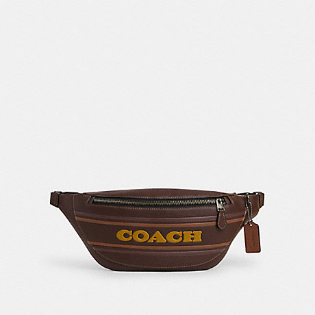 COACH CH000 Warren Belt Bag With Coach Stripe Gunmetal/Mahogany-Multi