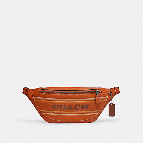 COACH CH000 Warren Belt Bag With Coach Stripe Black Antique Nickel/Canyon Multi