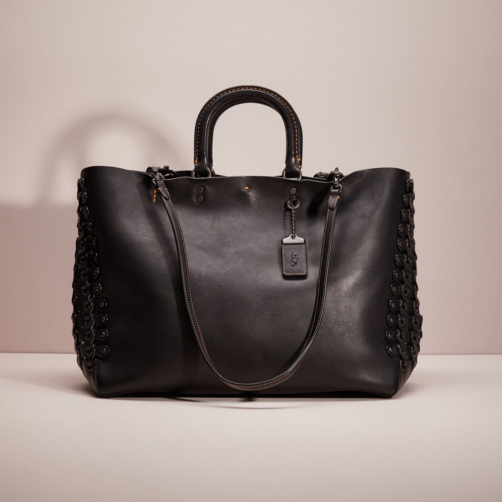 CH040 - Restored Rogue Tote With Coach Link Detail Black Copper/Black
