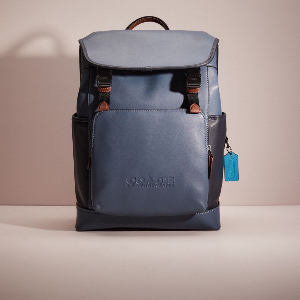 CH056 - Restored League Flap Backpack In Colorblock Black Copper/Blue Quartz Multi