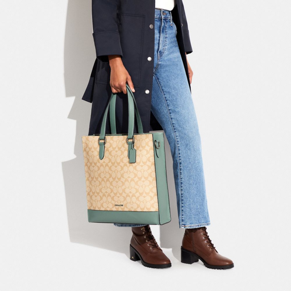 GRAHAM STRUCTURED TOTE IN COLORBLOCK SIGNATURE CANVAS