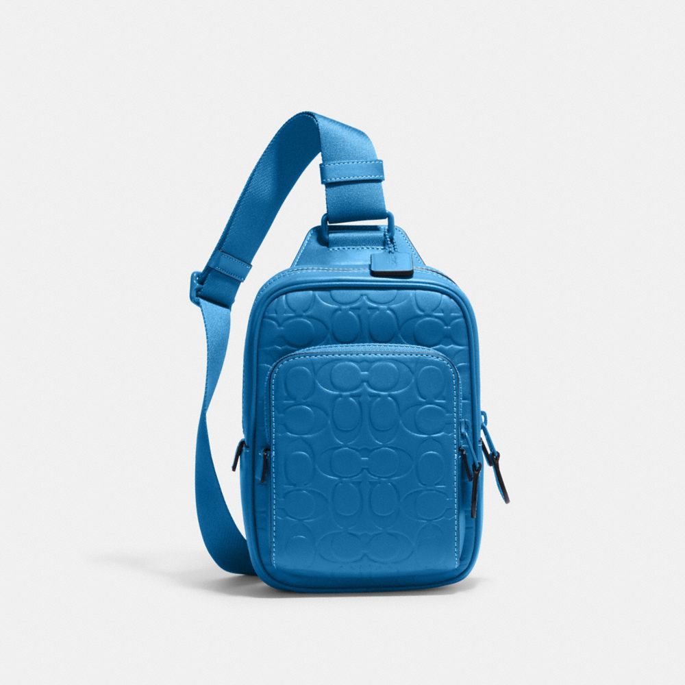 COACH CH072 Track Pack 14 In Signature Leather 1 J/BLUE JAY