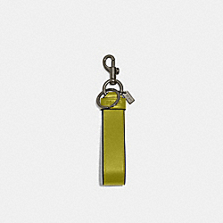 COACH CH075 Large Loop Key Fob BLACK ANTIQUE NICKEL/CHARTREUSE