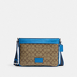 COACH CH076 District Crossbody In Colorblock Signature Canvas SILVER/KHAKI/RACER BLUE