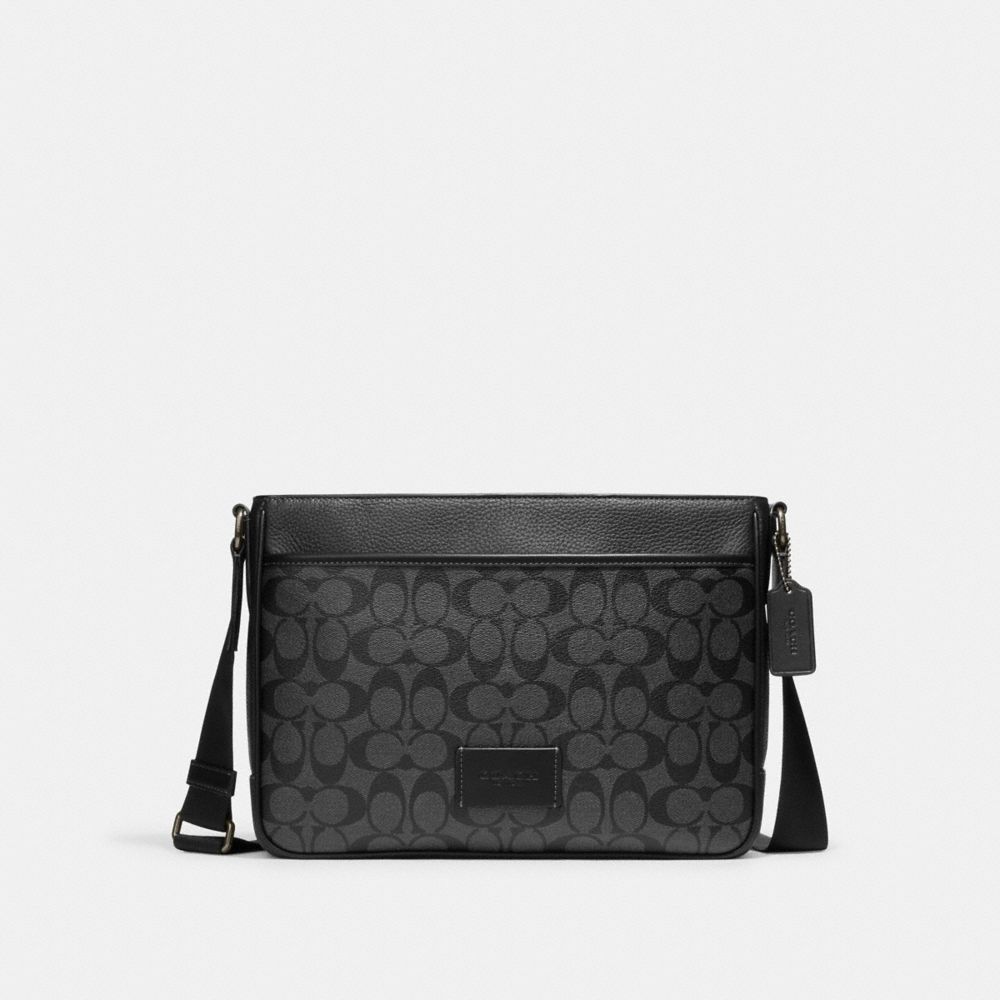 District Crossbody In Signature Canvas - CH078 - Gunmetal/Charcoal/Black