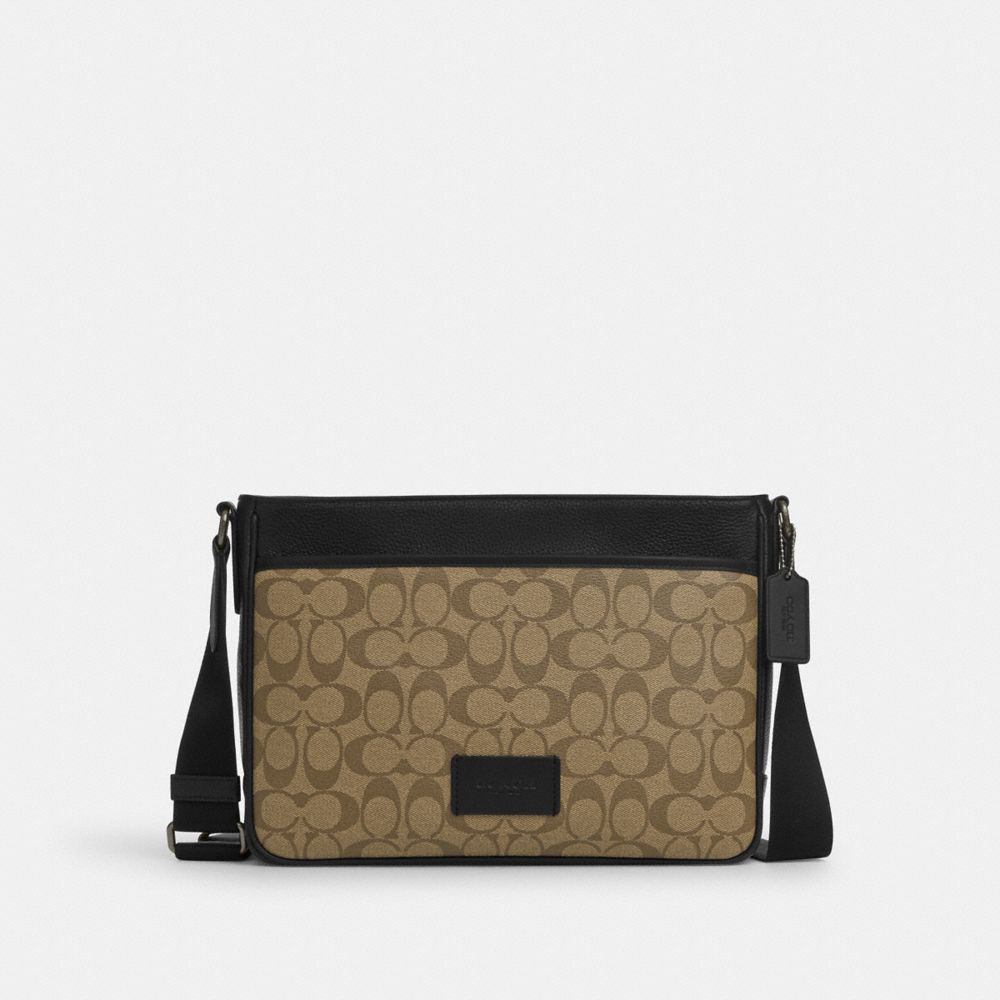 COACH CH078 District Crossbody Bag In Signature Canvas GUNMETAL/KHAKI/BLACK