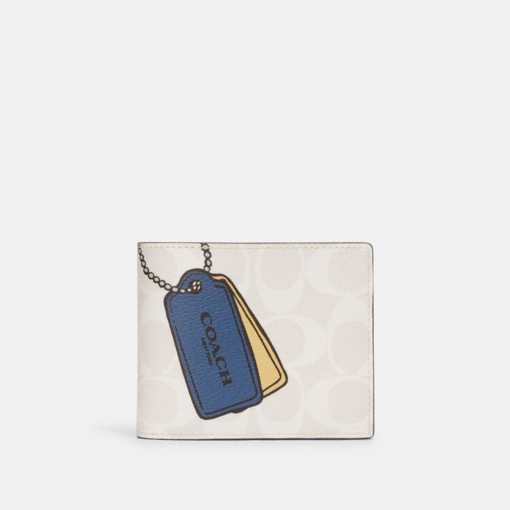 COACH CH085 3 In 1 Wallet In Signature Canvas With Trompe L'oeil Print Silver/Chalk Multi