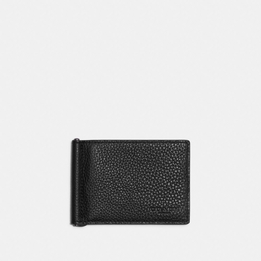 COACH CH090 Slim Money Clip Billfold Wallet Gunmetal/Black