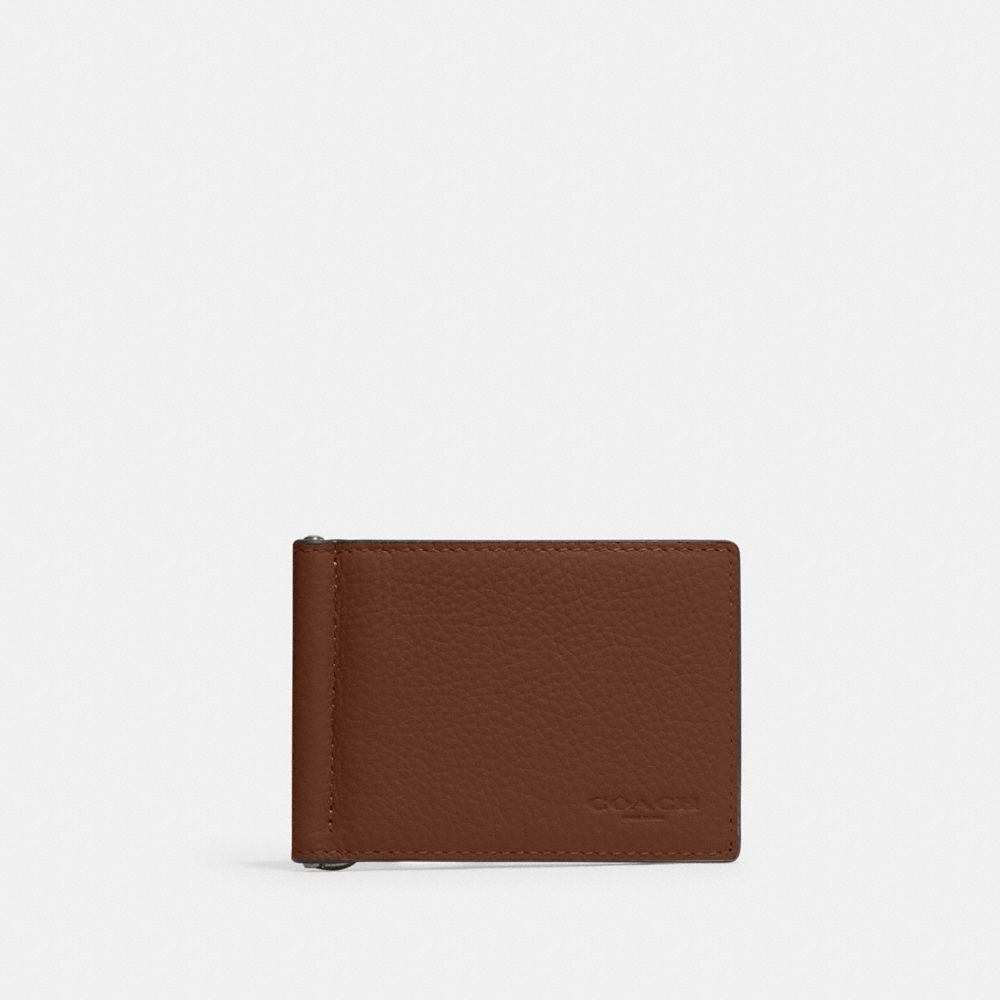 Slim Money Clip Billfold Wallet - CH090 - Gunmetal/Saddle