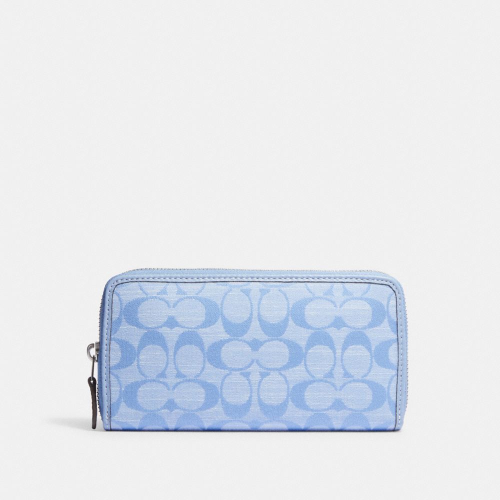 COACH CH095 Accordion Wallet In Signature Chambray Silver/Light Blue