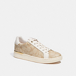 COACH CH099 Clip Low Top Sneaker In Signature Canvas LIGHT KHAKI/ CHALK