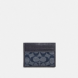 COACH CH100 Slim Id Card Case In Signature Chambray BRASS/DENIM