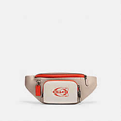 Track Belt Bag In Colorblock With Coach Stamp - CH110 - Black Antique Nickel/Steam/Sandy Beige Multi