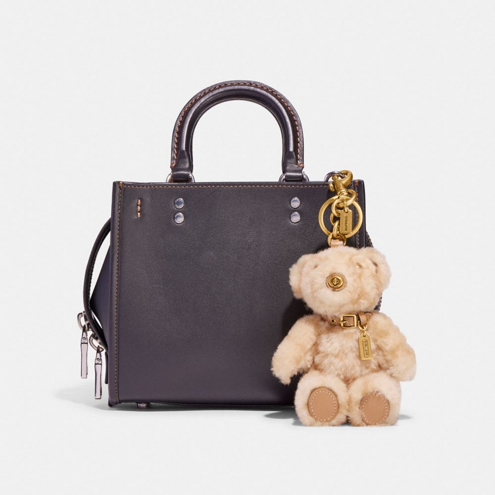 COACH CH112 Bear Bag Charm In Signature Shearling Brass/BEIGE