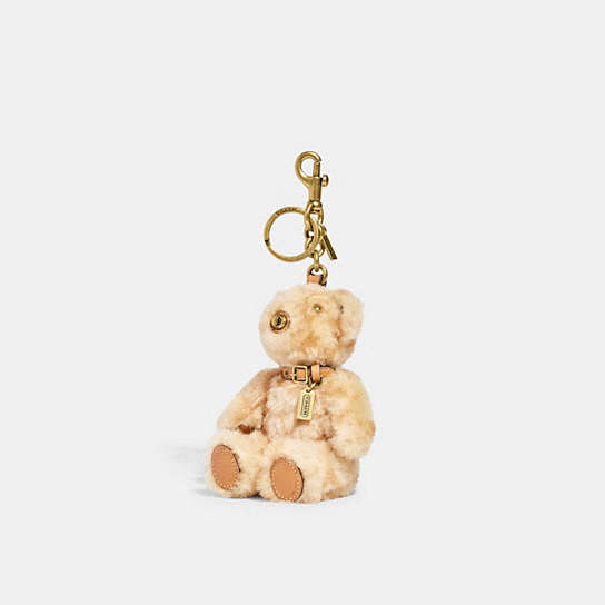 CH112 - Bear Bag Charm In Signature Shearling Brass/BEIGE