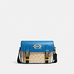COACH CH118 Track Crossbody In Colorblock Signature Canvas With Coach Stamp BLACK ANTIQUE NICKEL/LIGHT KHAKI/BLUE JAY MULTI
