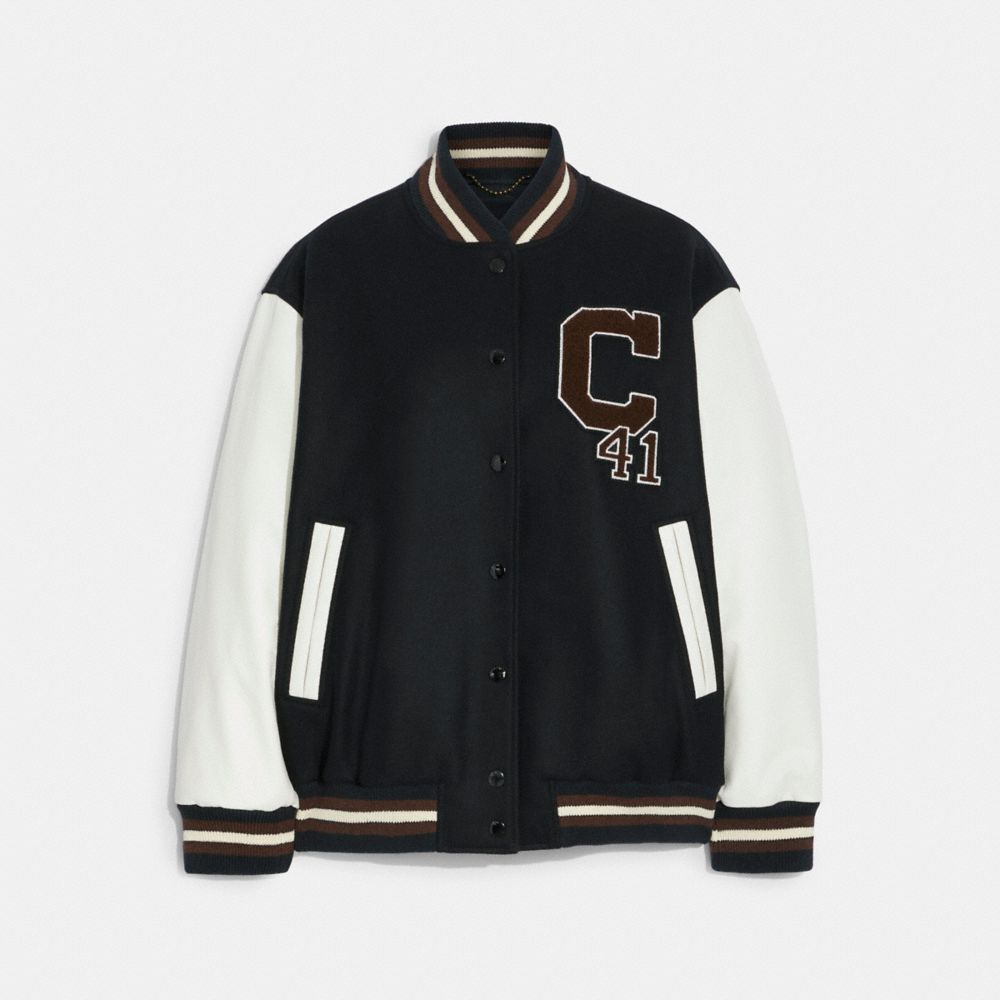 年始セール 12万 コーチ ダイアリー スクリプト バーシティ ジャケット XS VARSITY JACKET