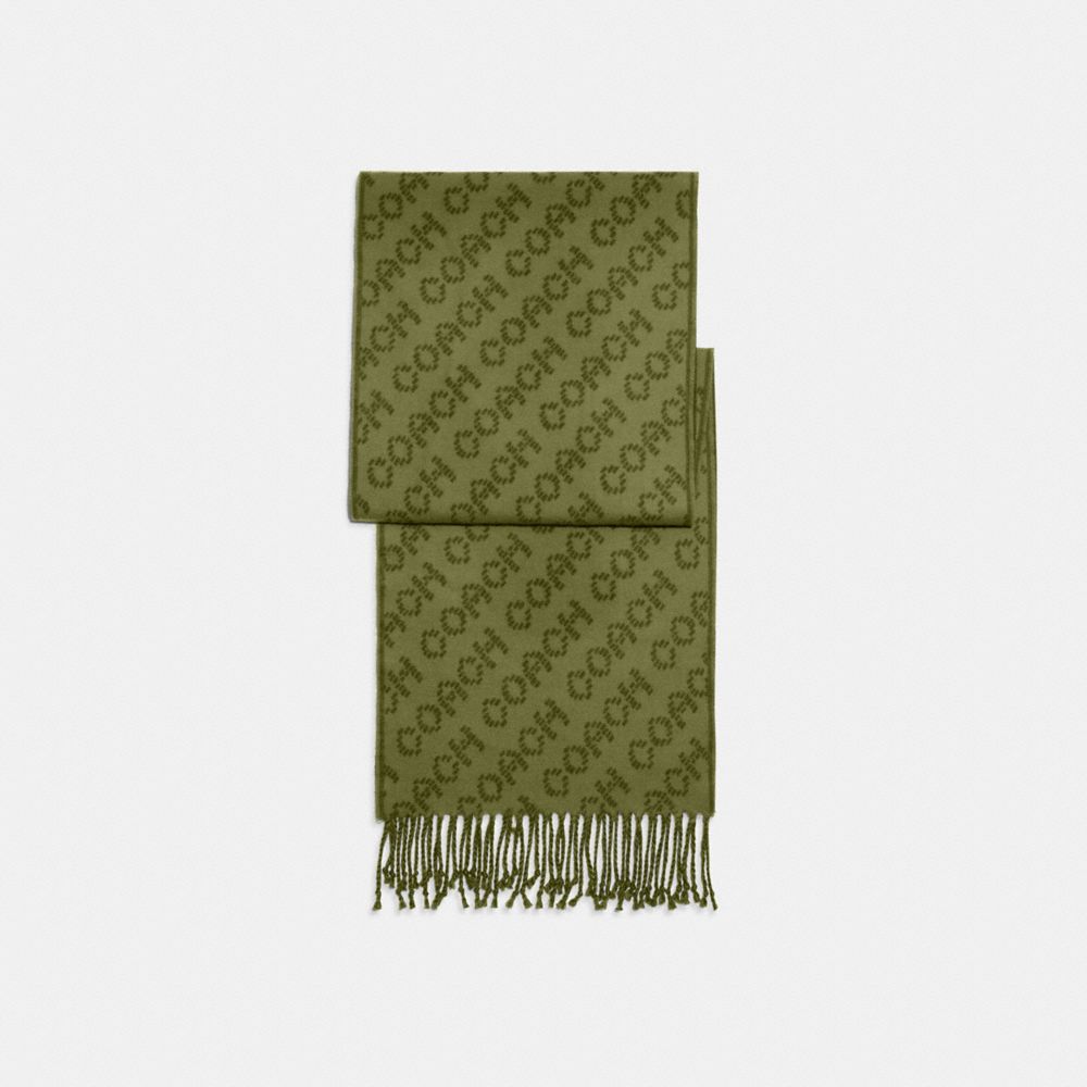 COACH CH135 Signature Scarf OLIVE GREEN