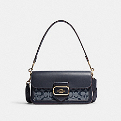 Morgan Shoulder Bag In Signature Chambray - CH137 - Gold/Denim Multi