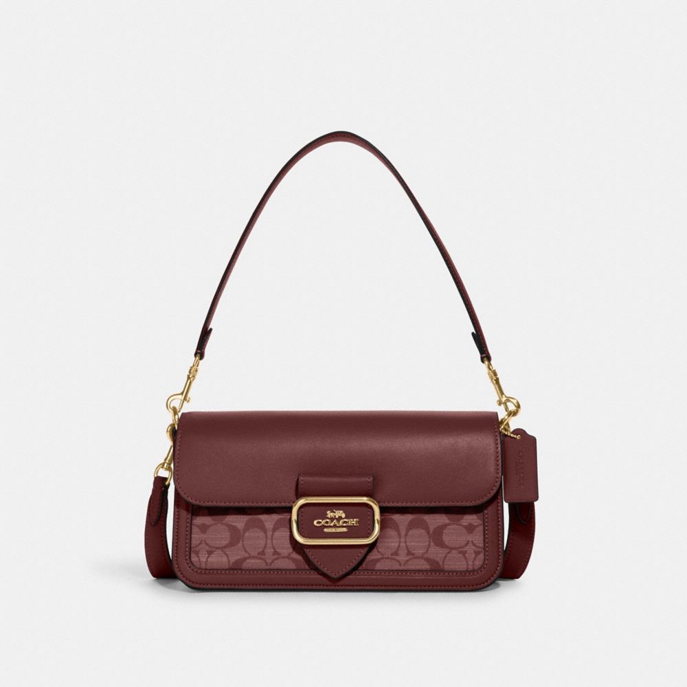 COACH Ch137 - MORGAN SHOULDER BAG IN SIGNATURE CHAMBRAY - GOLD/WINE ...