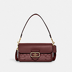 COACH CH137 Morgan Shoulder Bag In Signature Chambray GOLD/WINE MULTI