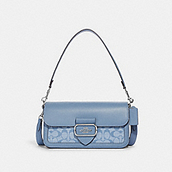 Morgan Shoulder Bag In Signature Chambray - CH137 - Silver/Cornflower Multi