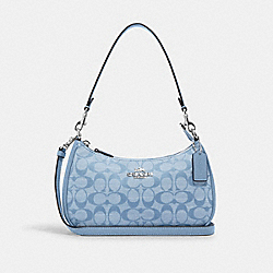 Teri Shoulder Bag In Signature Chambray - CH139 - Silver/Cornflower Multi