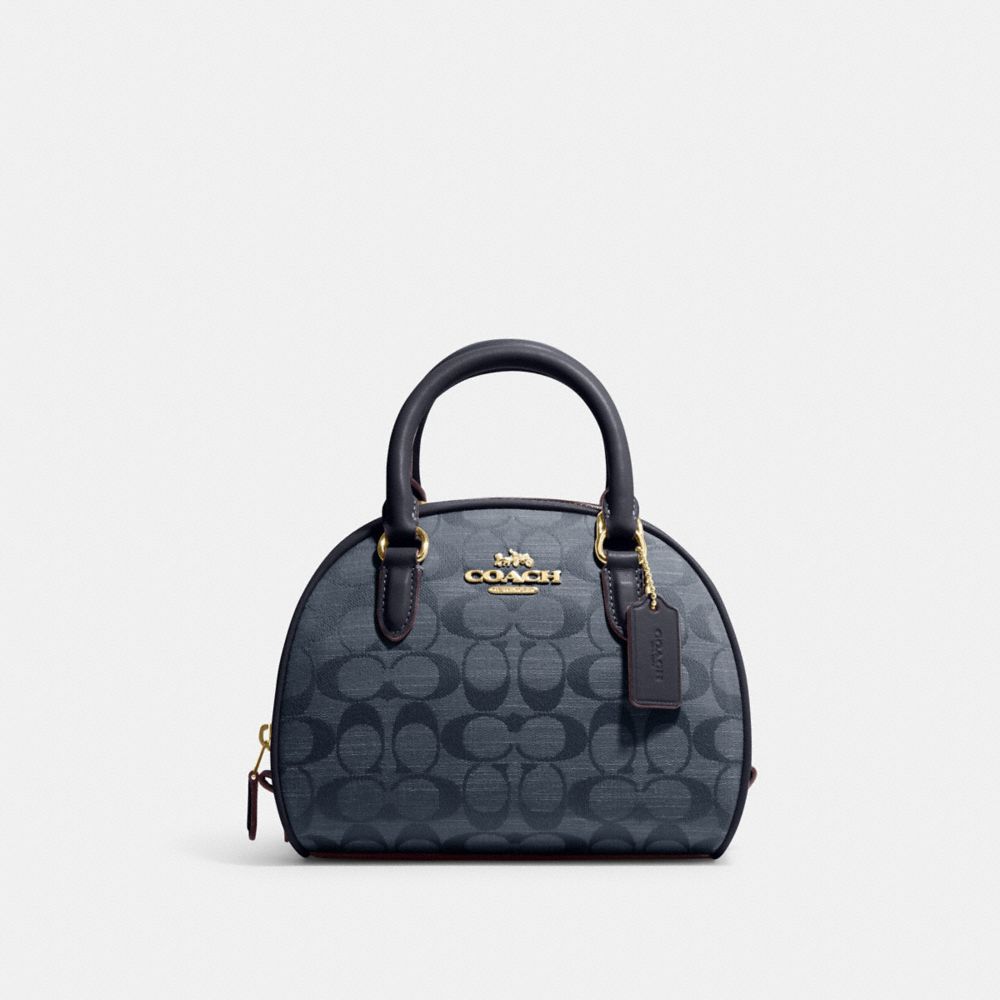 Sydney Satchel In Signature Chambray - CH140 - Gold/Denim Multi