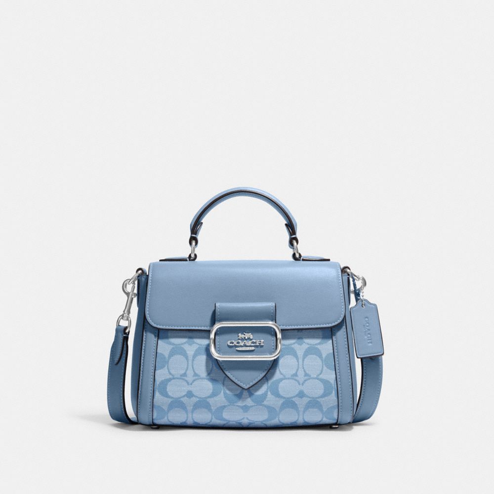 Morgan Top Handle Satchel In Signature Chambray - CH142 - Silver/Cornflower Multi