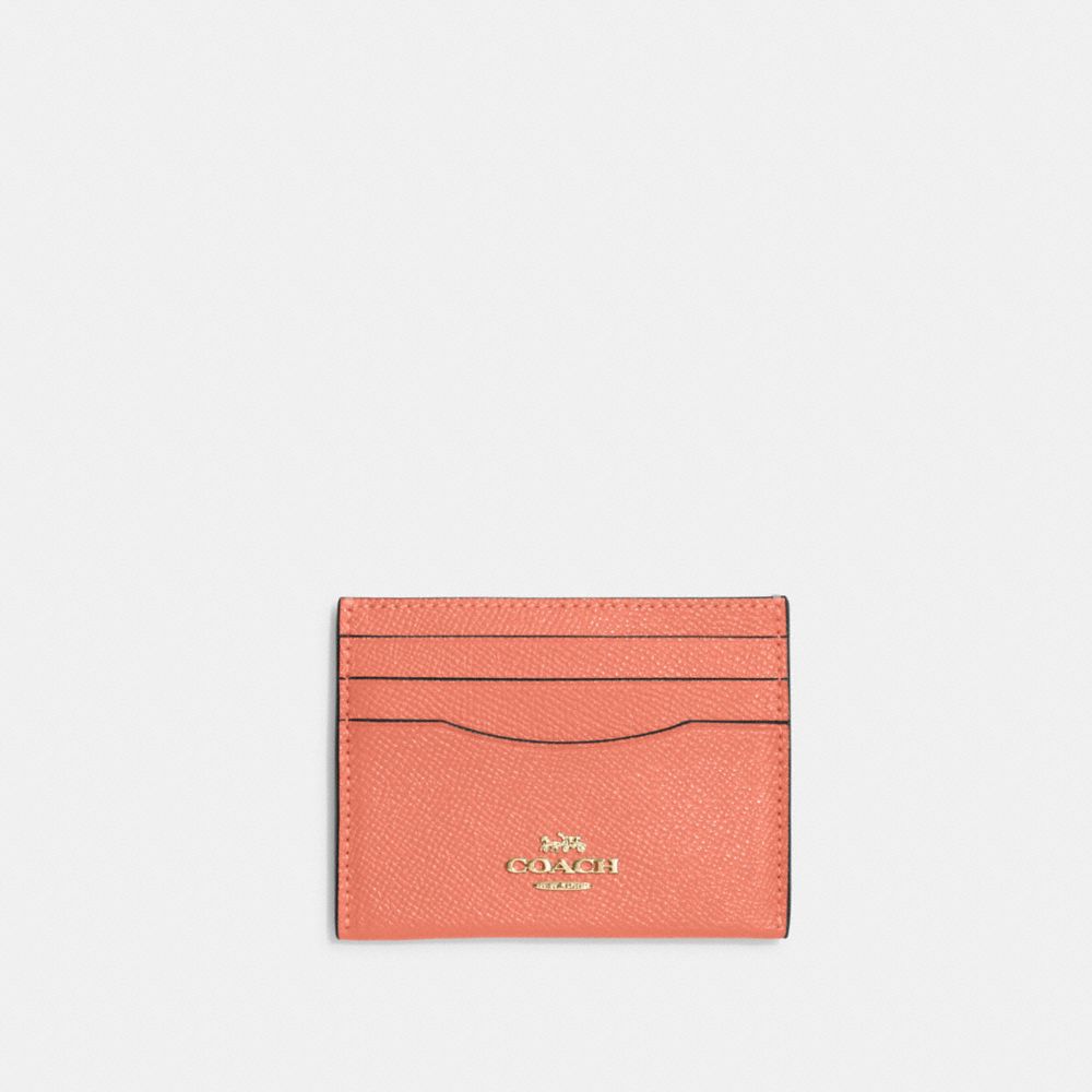 COACH CH145 Slim Id Card Case GOLD/LIGHT CORAL