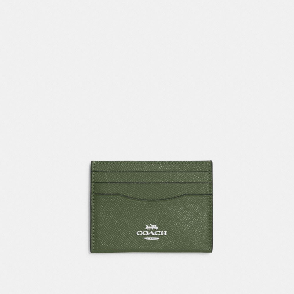 COACH CH145 Slim Id Card Case Silver/Dark Sage