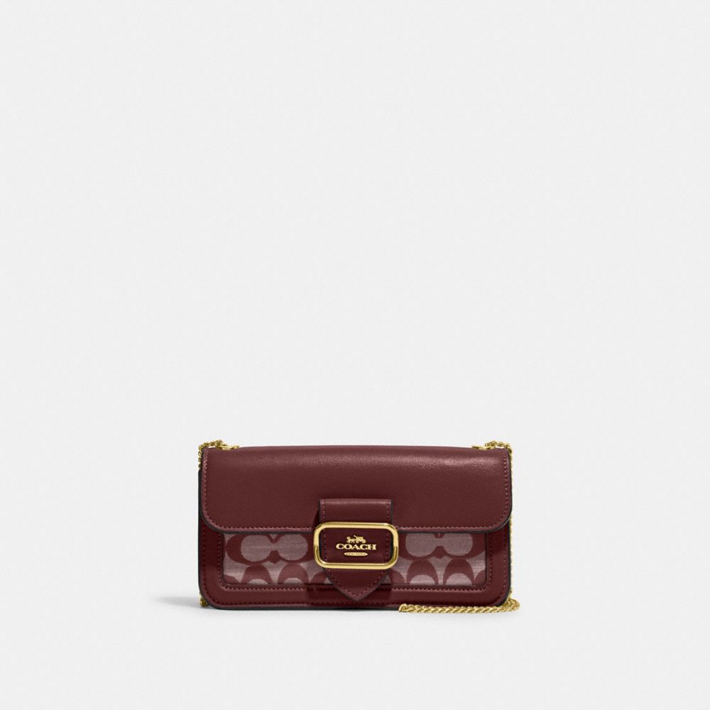 Morgan Crossbody In Signature Chambray - CH150 - Gold/Wine Multi