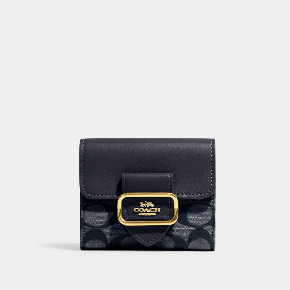Small Morgan Wallet In Signature Chambray - CH151 - Gold/Denim Multi