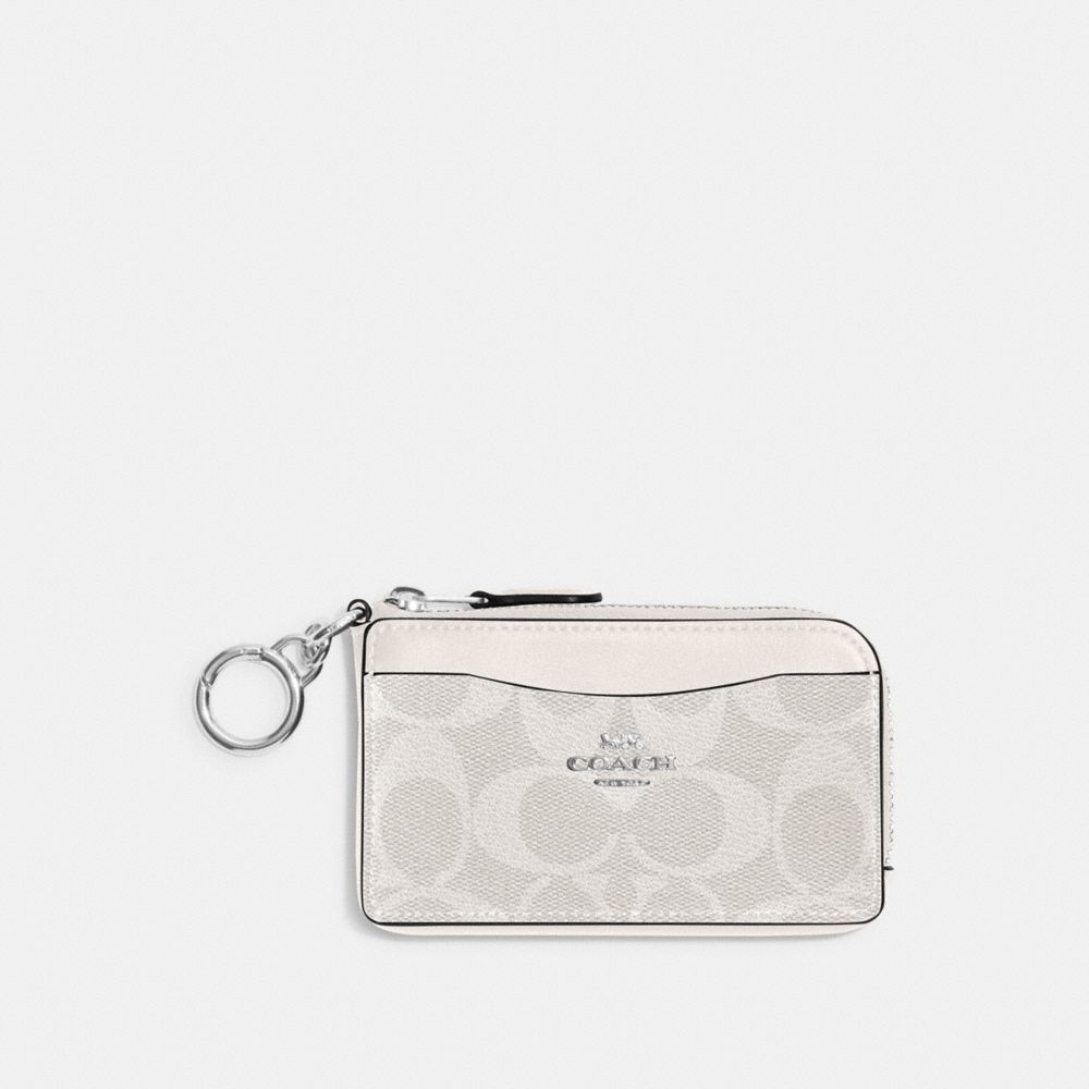 COACH CH163 Multifunction Card Case In Signature Canvas Silver/Chalk/Glacier White