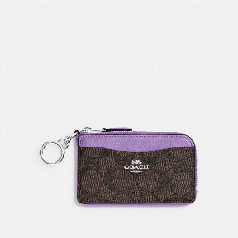 COACH CH163 Multifunction Card Case In Signature Canvas SV/BROWN/IRIS