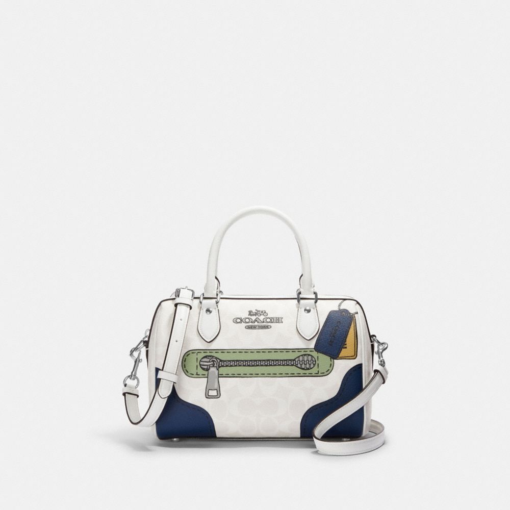 COACH CH168 Rowan Satchel In Signature Canvas With Trompe L'oeil Print SILVER/GLACIERWHITE MULTI