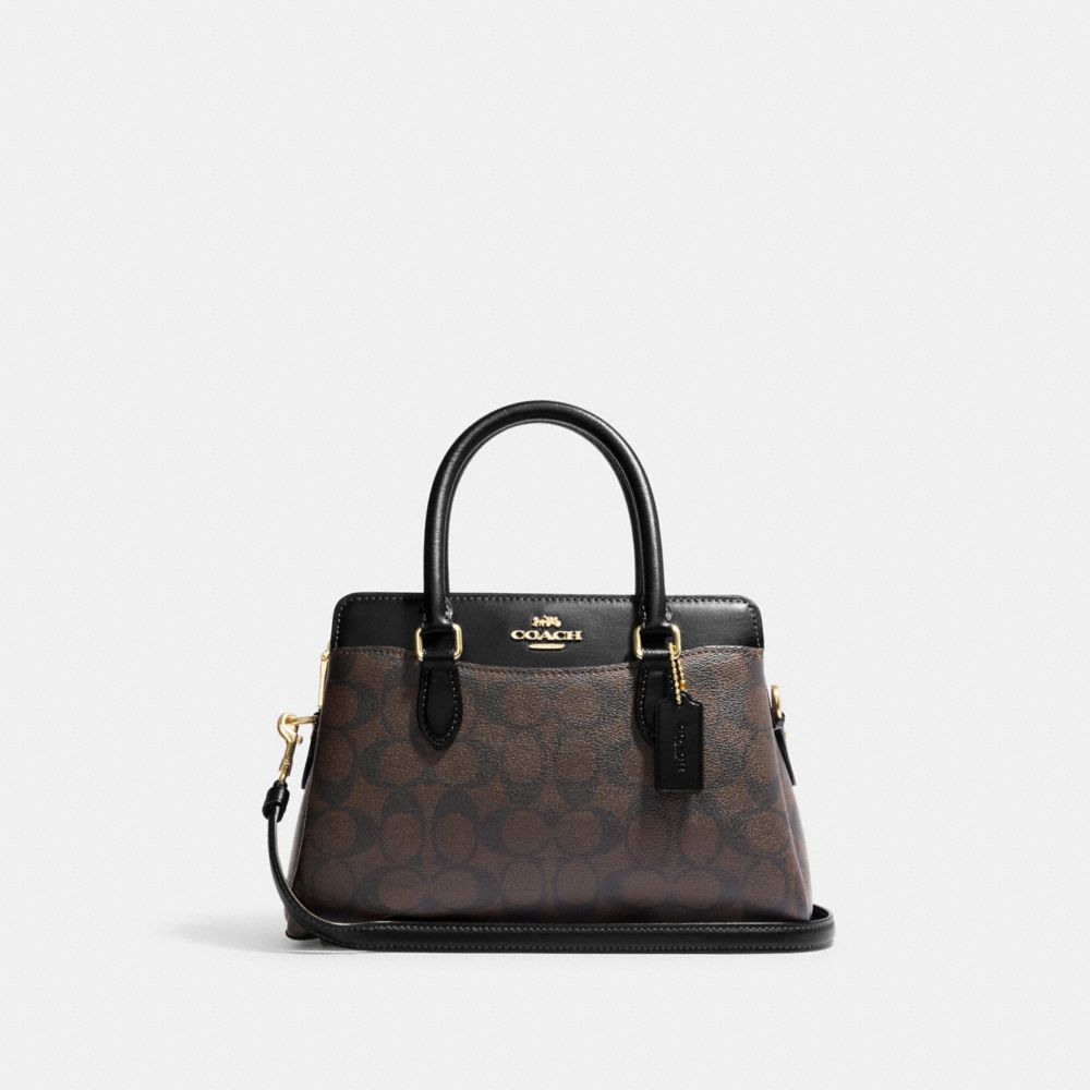 COACH Ch174 - MINI DARCIE CARRYALL IN SIGNATURE CANVAS - GOLD/BROWN ...