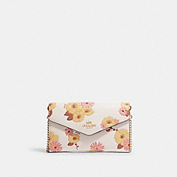 Envelope Clutch Crossbody With Floral Cluster Print - CH205 - Gold/Chalk Multi