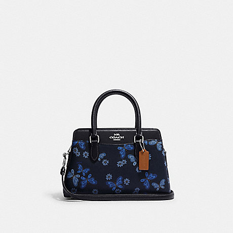 COACH CH212 Mini Darcie Carryall With Lovely Butterfly Print Silver/Midnight Navy Multi