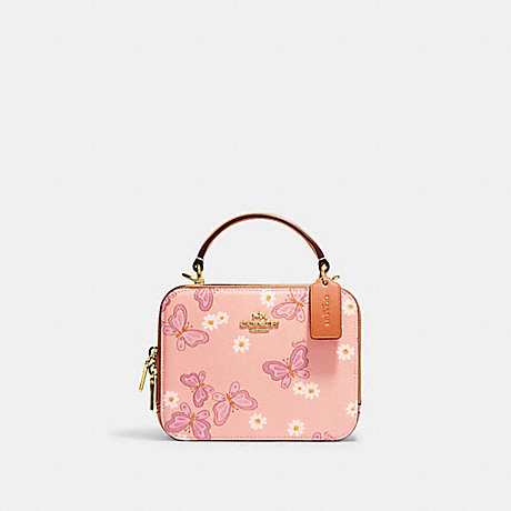 COACH CH213 Box Crossbody With Lovely Butterfly Print Gold/Shell-Pink-Multi