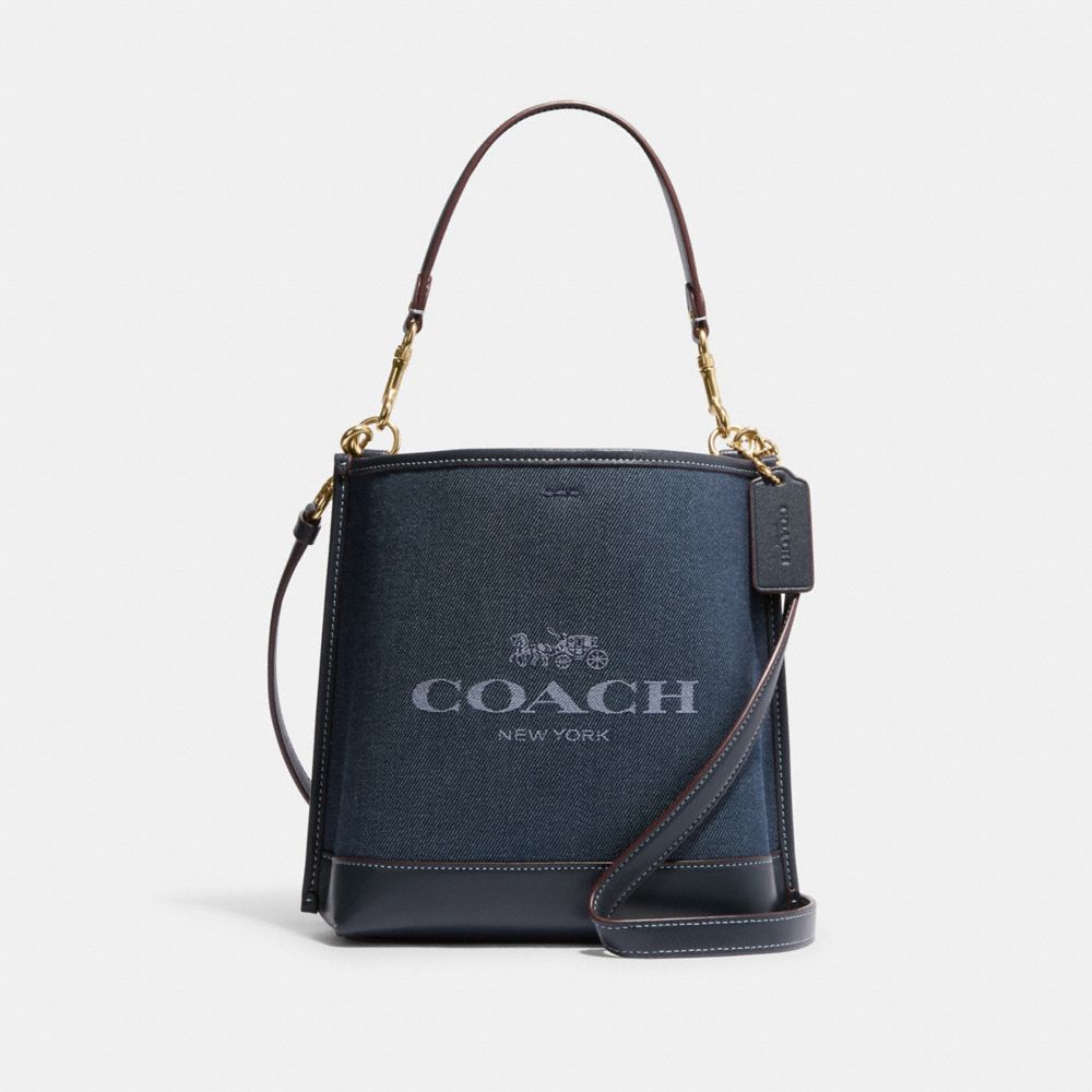 COACH CH224 Mollie Bucket Bag 22 With Coach Gold/Denim Multi