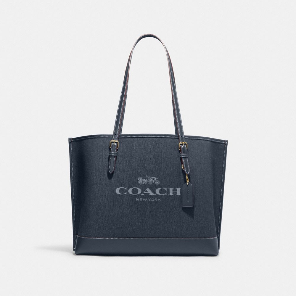 COACH CH225 Mollie Tote With Coach Gold/Denim Multi