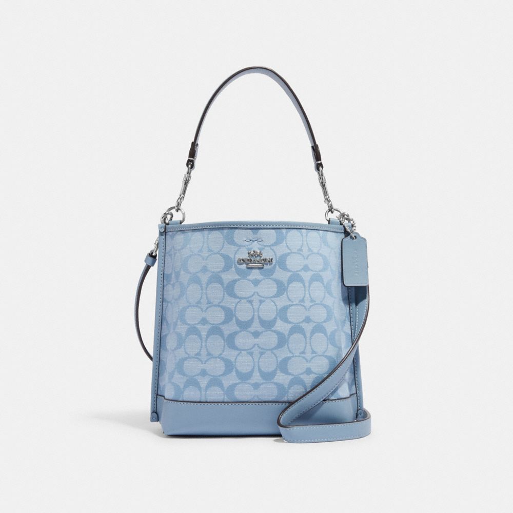 COACH CH230 Mollie Bucket Bag 22 In Signature Chambray Silver/Cornflower Multi