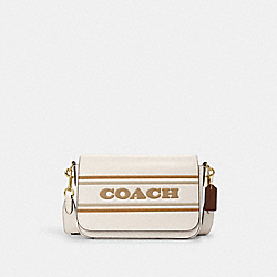 COACH CH247 Logan Messenger With Coach Stripe GOLD/CHALK MULTI