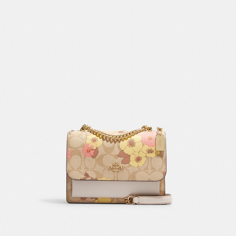 COACH CH255 Mini Klare Crossbody In Signature Canvas With Floral Cluster Print GOLD/LIGHT KHAKI MULTI