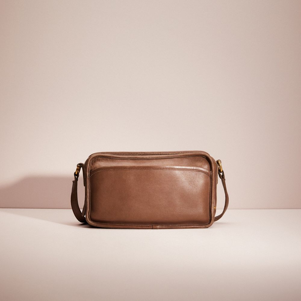 CH271 - Vintage Multi Compartment Zip Bag Brass/Brown