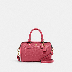 COACH CH276 Mini Rowan Crossbody In Signature Leather GOLD/STRAWBERRY HAZE